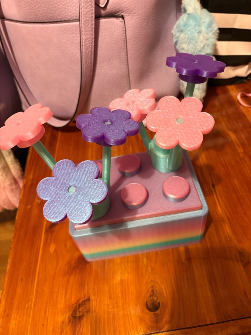 3D printed Lego box container rainbow shimmer